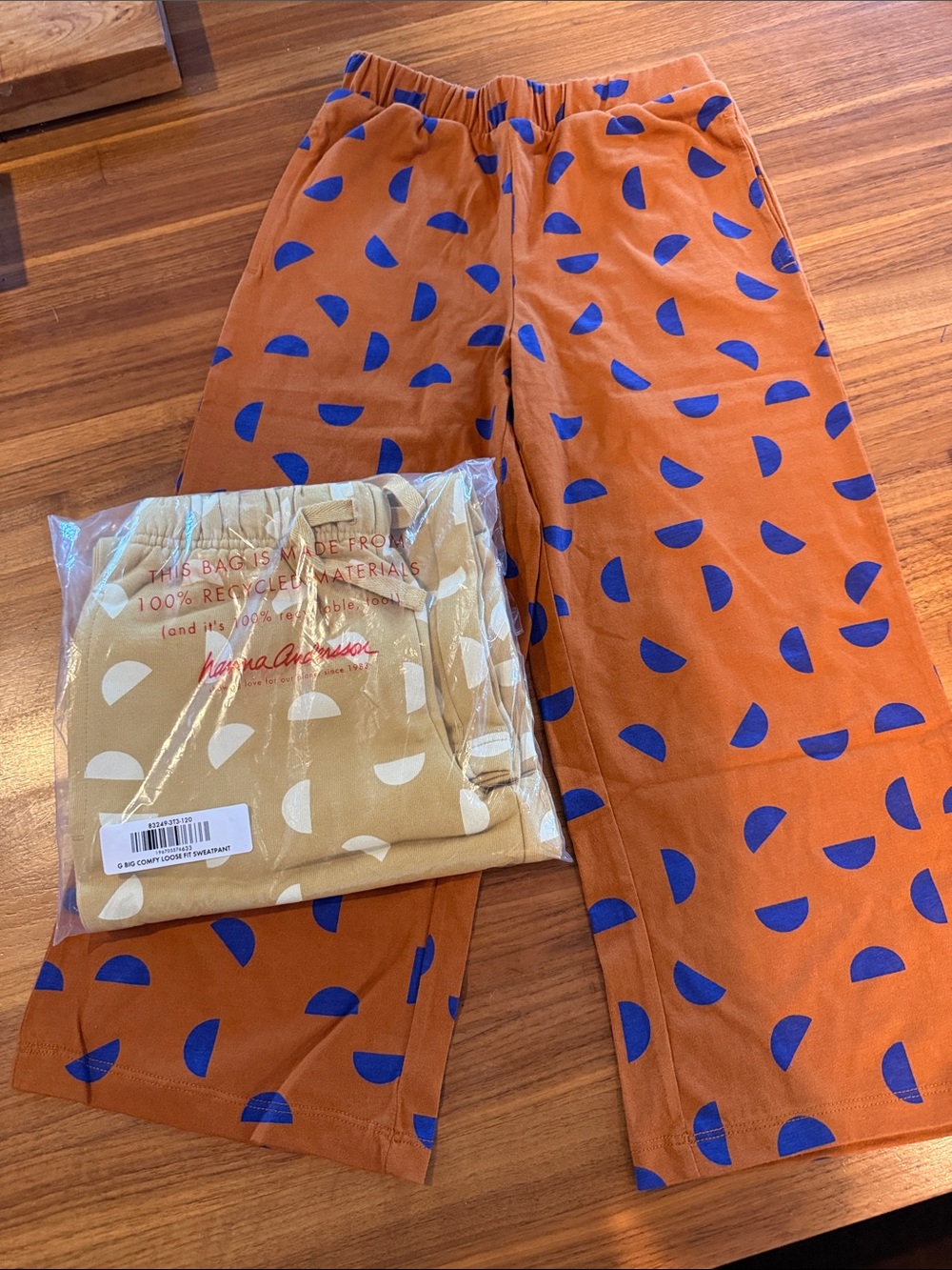 NWT Hanna Andersson BIG COMFY LOOSE FIT Wide Leg Pants sweatpants sz 120 (6-7)